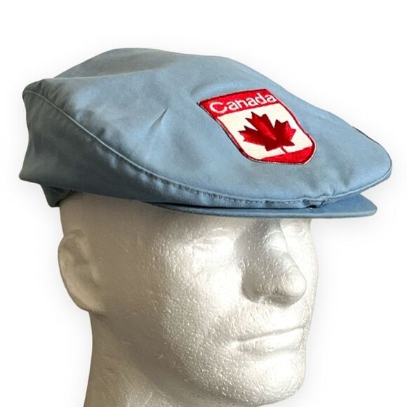 Vintage Blue Cabby Ascot Canada Driver Cap Embroidered Patch Adjustable SnapBack - Picture 1 of 12